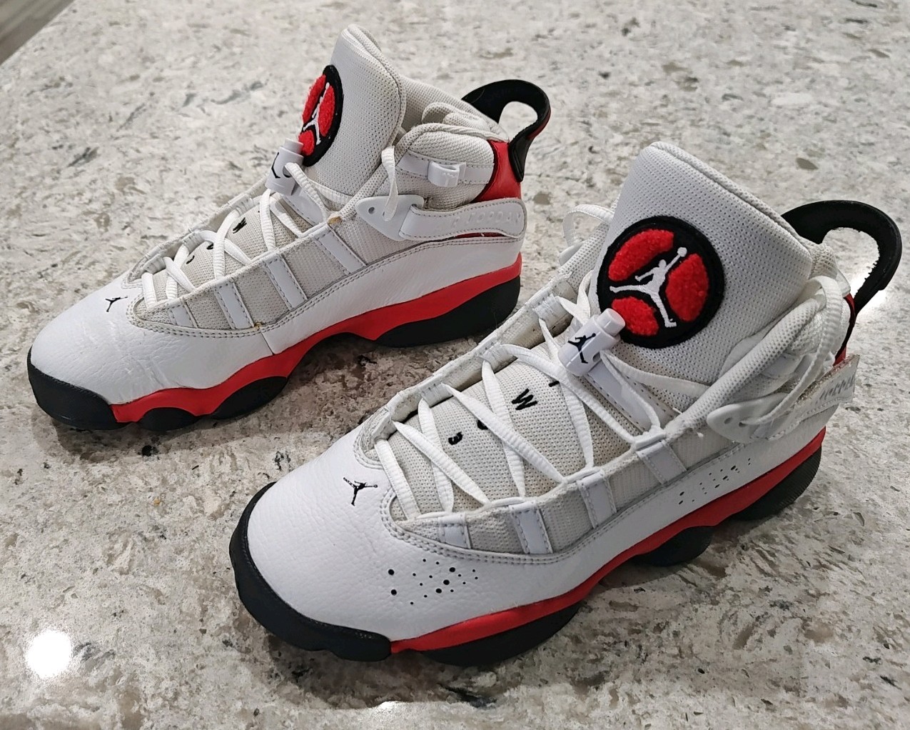 Air Jordan 6 Rings Cherry Basketball Shoes White And Red Size 6 Youth thumbnail 3