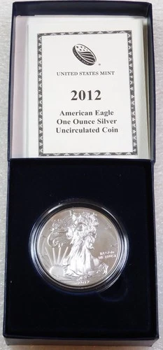 2012 W American Silver Eagle 1 oz Uncirculated US Mint Box/ COA #JS15