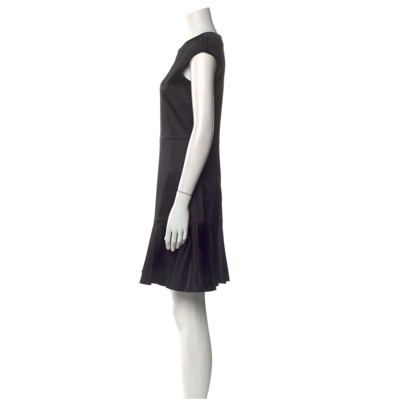 Theory Essential Flare A-Line Dress Black Satin Mini Dress Size 6 Small thumbnail 7