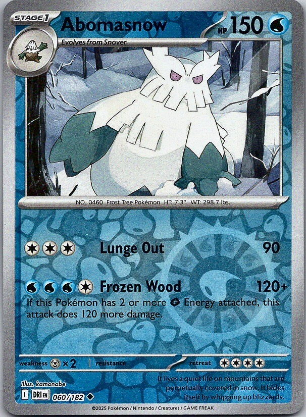 Abomasnow - Destined Rivals (NM) Reverse Holo 60/182 Water Stage 1 #460