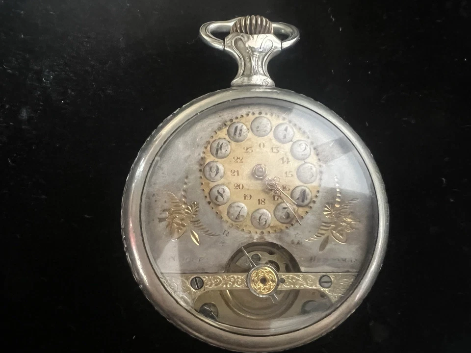 Reloj Bolsillo Manual HEBDOMAS Rojo 8 DÍAS Breguet Espiral De Colección Funciona Foto 4 de 4