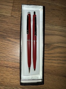 Vintage Paper Mate Pen And Pencil Set Double Heart Dark Red NIB