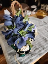 Small Wicker Basket With Purple Flower