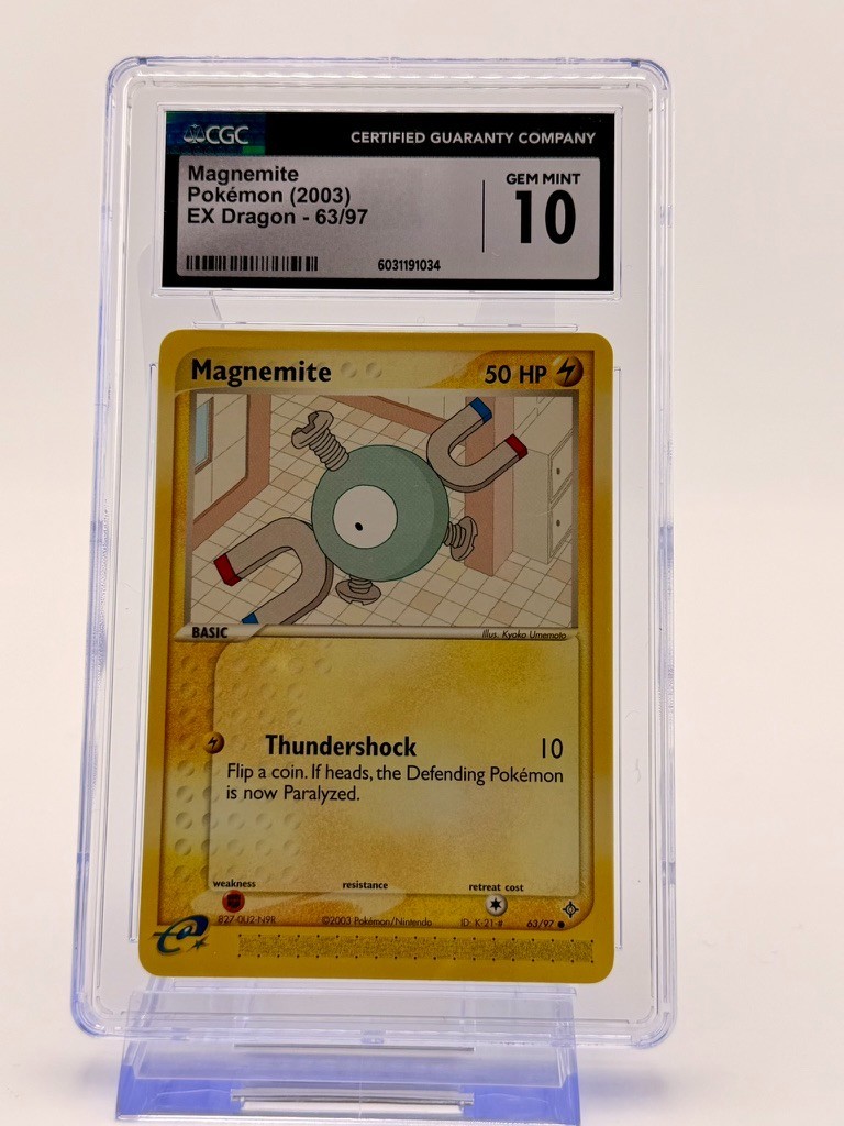 Low pop! 2003 Pokemon EX Dragon Reverse Holo Magnemite #63 CGC 10 GEM MINT
