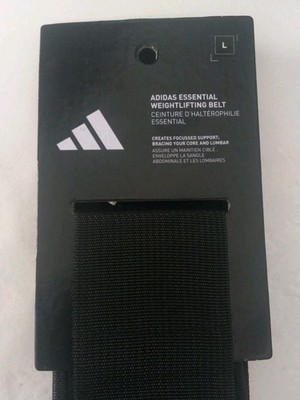 Adidas Essential Black Weight Lifting Belt  Strength Training Back Support (L)
