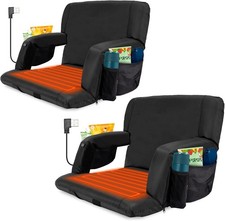 2PCS Fold Heated Stadium Seats for Bleachers with Back Support and Wide Cushion
