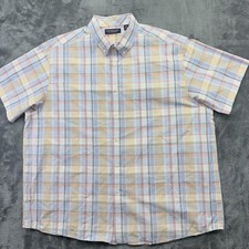 Roundtree  Yorke Shirt Mens 2XL Multicolor Plaid Short Sleeve Button Front