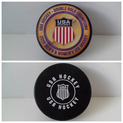 USA Hockey 2026 Olympic Gold Medal Puck - Double Gold Men & Women BRAND NEW