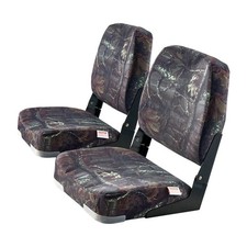 Compact Folding Boat Seat Low Back PU Fabric Thick Foam Cushion Rustproof Hinge