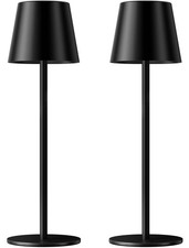 Kakanuo Cordless Table Lamp Rechargeable 2 Pack 14in - Circle Shade, Black
