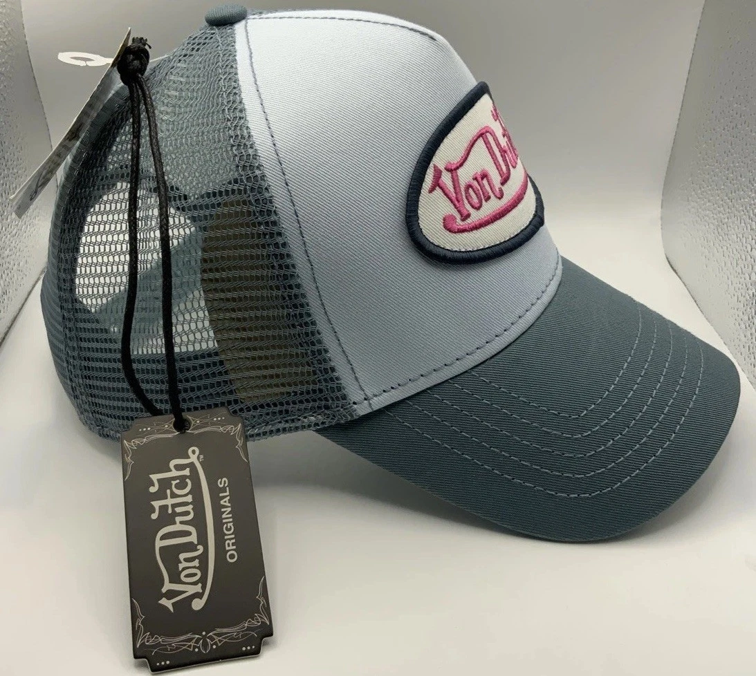 Von Dutch Hat Blue Panel White/pink Logo Trucker SnapBack ClassicCap NEW W/ TAGS