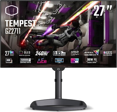 Cooler Master Tempest GZ2711 27” OLED 2K 240Hz QHD 2560 x 1440 Monitor ...