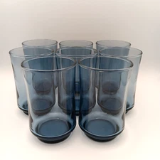 Vintage Libbey Juice Glasses Set of 8 Bolero Dusky Blue 6 oz.