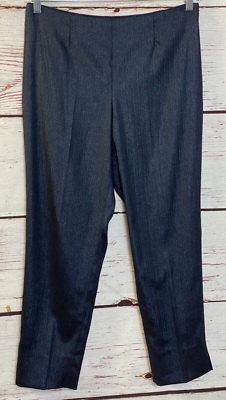 Ellen Tracy Pants Women 10 Shimmer Elegant Lady Dress Pants Side Zipper Blue