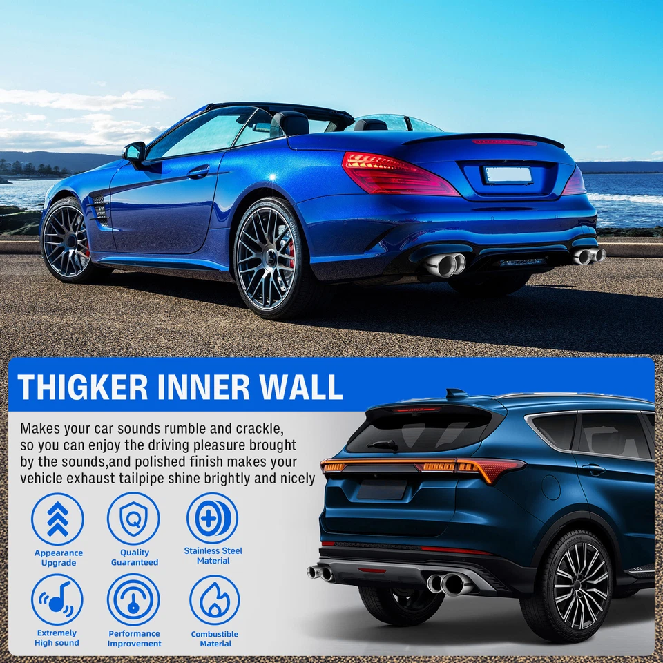 For Audi Q7 Q8 SQ7 SQ8 Dual 4" Quad Style Stainless Steel Exhaust Tip Slant Cut - Image 4 of 4