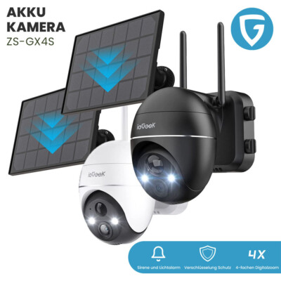 ieGeek 5MP Überwachungskamera Aussen Akku WLAN PIR PTZ 360° IP Kamera Solarpanel