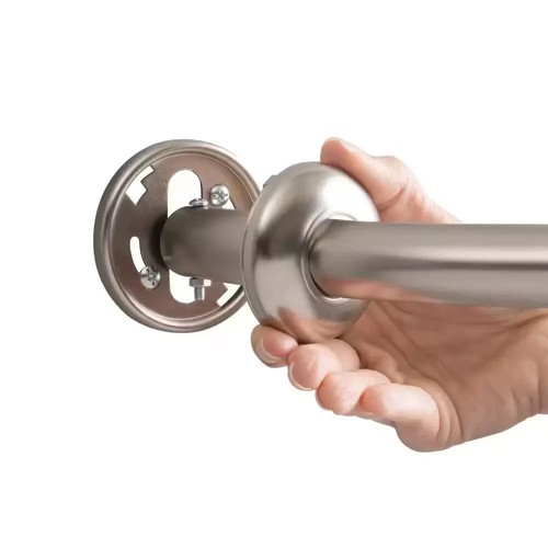 Curved Wall Mounted Shower Curtain Rod in Satin Nickel Adjustable 44 in to 72 in - Picture 3 of 7