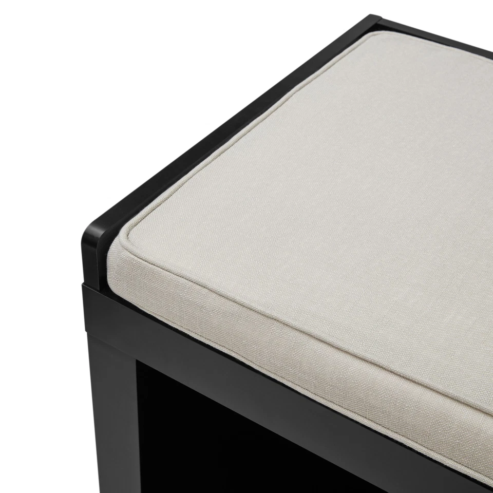 Banco moderno de almacenamiento de zapatos de 3 cubos negro pasillo Mudroom 300 ibs. Capacidad de peso Foto 4 de 4