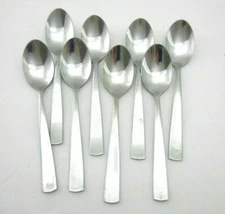 (8) Mikasa MIS50 18/0 Stainless Plain Glossy Flatware Teaspoons 6 1/2"