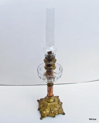 große antike Petroleumlampe Jean Ristelhueber,Paris,64 cm Hoch
