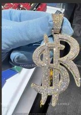 1Ct Round CutLab Created Diamond Men's R Letter Pendant 14K Yellow Gold Plated