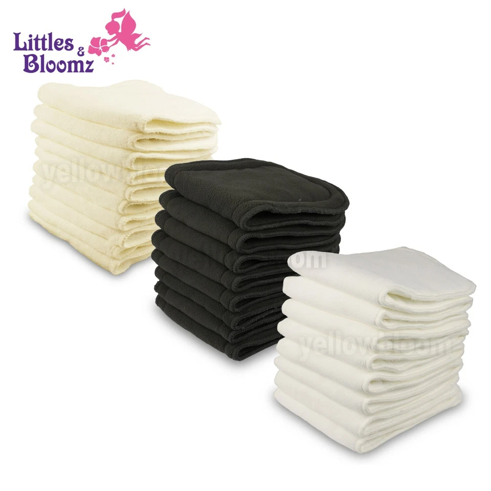 LITTLES&BLOOMZ 10 Pcs Reusable Washable Inserts Boosters Liners For Real Pocket Cloth Nappy