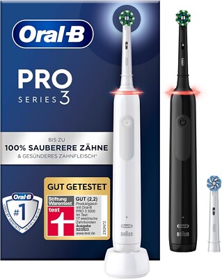 Oral-B Pro 3 3900 Electric Toothbrush, Double Pack White/Black | eBay