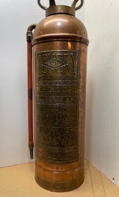 RARE Vintage HICKORY FIRE EXTINGUISHER copper brass empty Pyrene