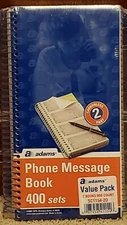 Adams - Phone message books- 2 PART CARBONLESS - 400 SETS PER BOOK, 2 BOOKS