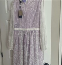 REDUCED! NWT Burberry Lavender & Floral White Lace Dress Size 14 (Retail $2,495)