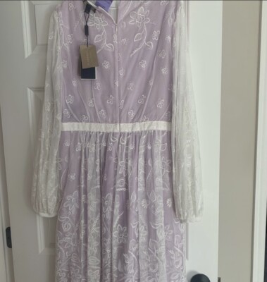 REDUCED! NWT Burberry Lavender & Floral White Lace Dress Size 14 (Retail  $2,495) | eBay