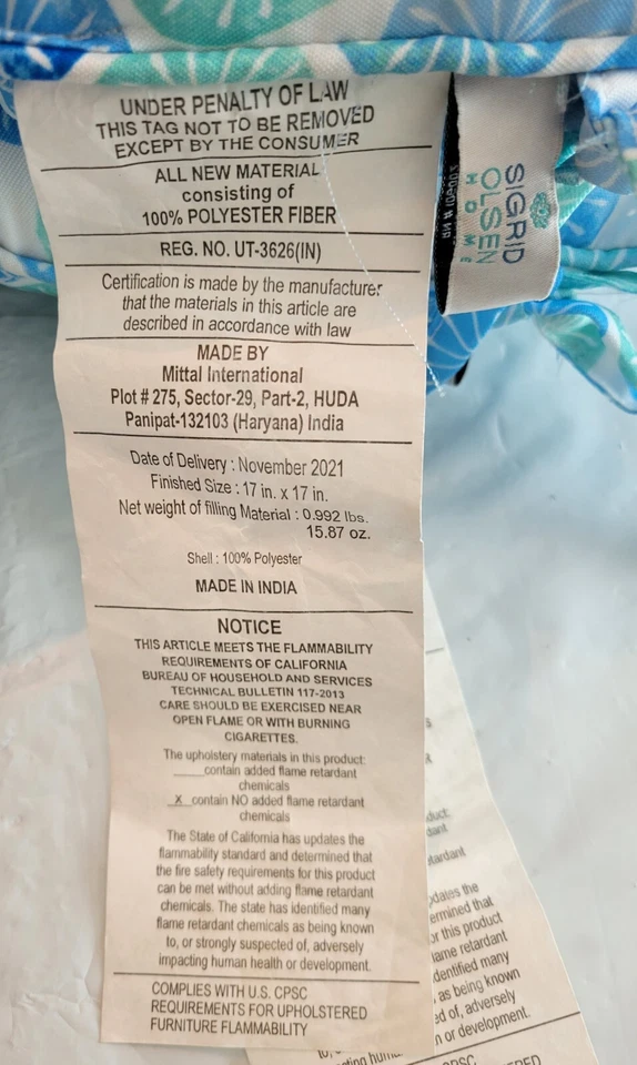 "Sigrid Olsen 2 Pk Almohadillas para Silla Cojines de Asiento Verano Costero 17"" Playa Azul Blanco" Foto 3 de 4