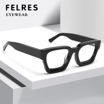 FELRES Unisex Thick Frame Square Reading Glasses Blue Light Blocking Presbyopic Readers