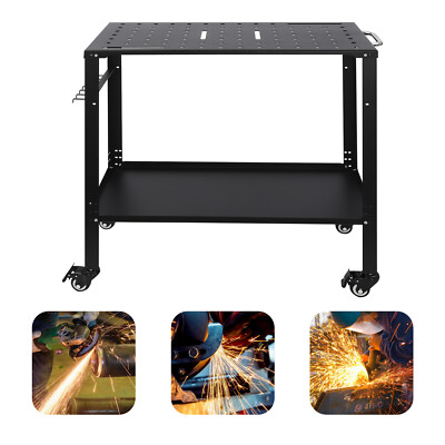 1200 Lbs Portable Welding Table W/ Holes On Top Welding Cart W/ Wheels 36''×18''