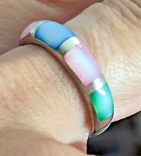 Size 6.5 Sterling Silver Multi Color Dyed Mot...