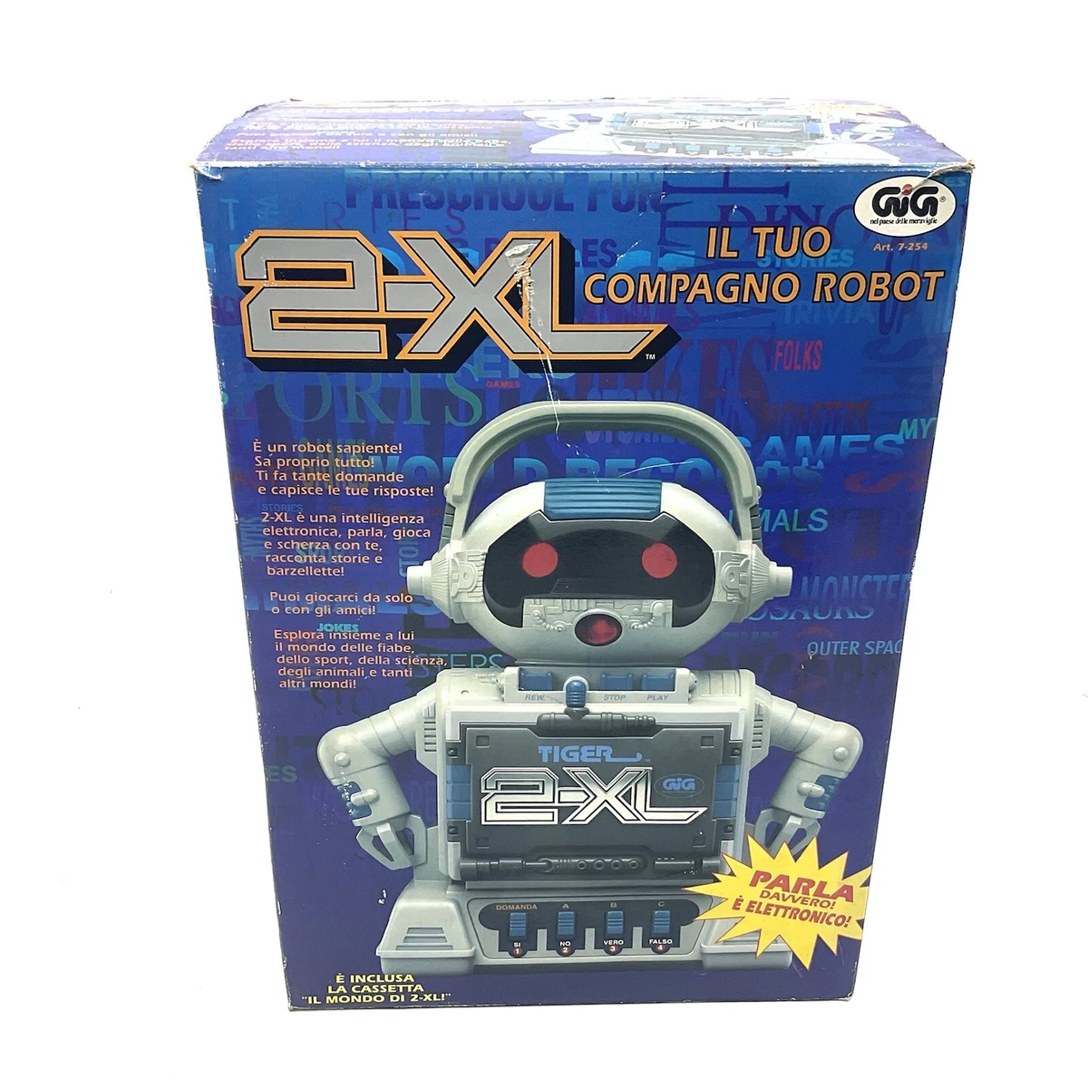 Tomy Tiger 2 XL talking tape robot toy cassette player New Old Stock Euro DA