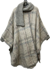 Tundra Scandinavian Wool Vintage Coat Jacket Cape Pink Beige Check One Size