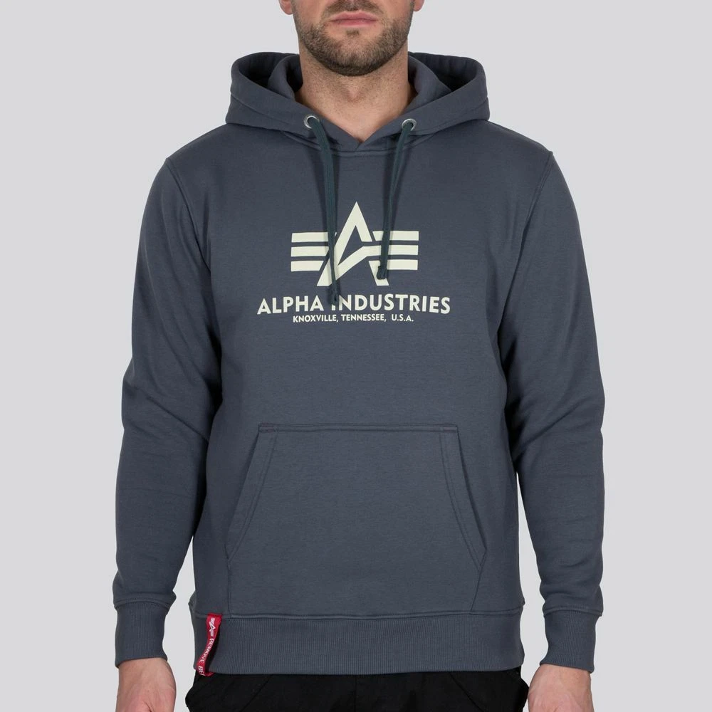 Alpha Industries Basic Hoodie Grey/Black | eBay