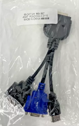 Cisco UCS 69-2477-01 Foxconn 45437 VGA DB9 KVM USB Adapter Cable Dongle - NEW