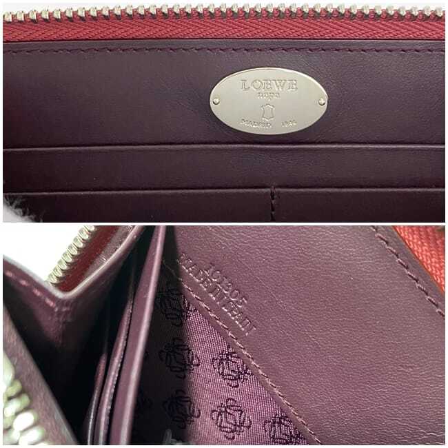 LOEWE Round Zipper Long Wallet Pink Red Anagram Wallet Tassel