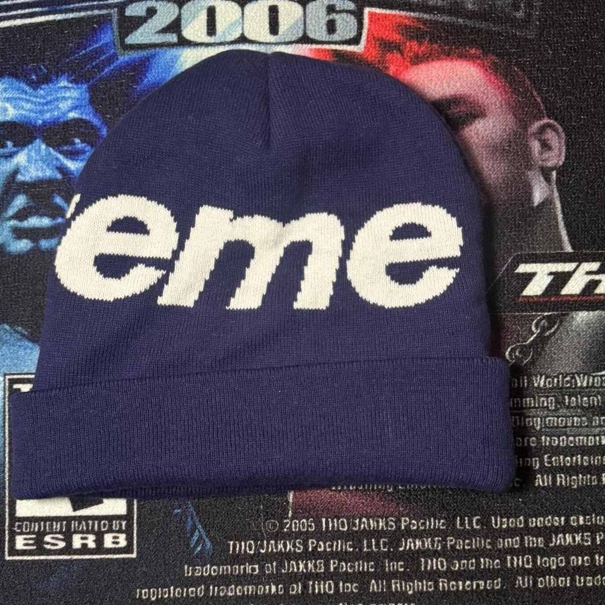 Supreme Big Logo Beanie FW23 - Navy | eBay