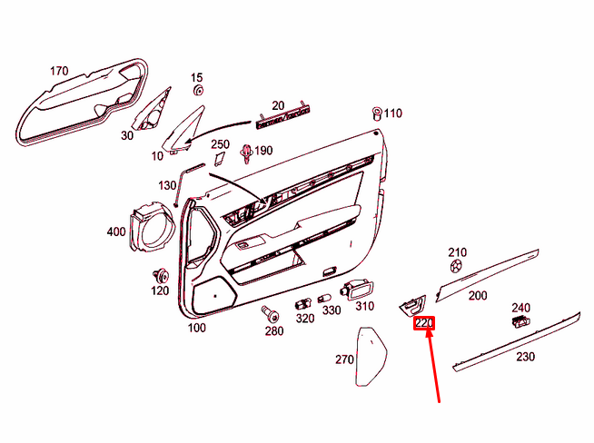 MERCEDES-BENZ E Coupe C207 Front Right Door Moulding A2077207222