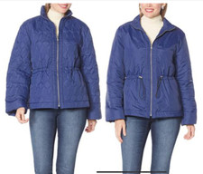 New Marlawynne Reversible Quilted Jacket Twilight Blue Plus Sz 2x