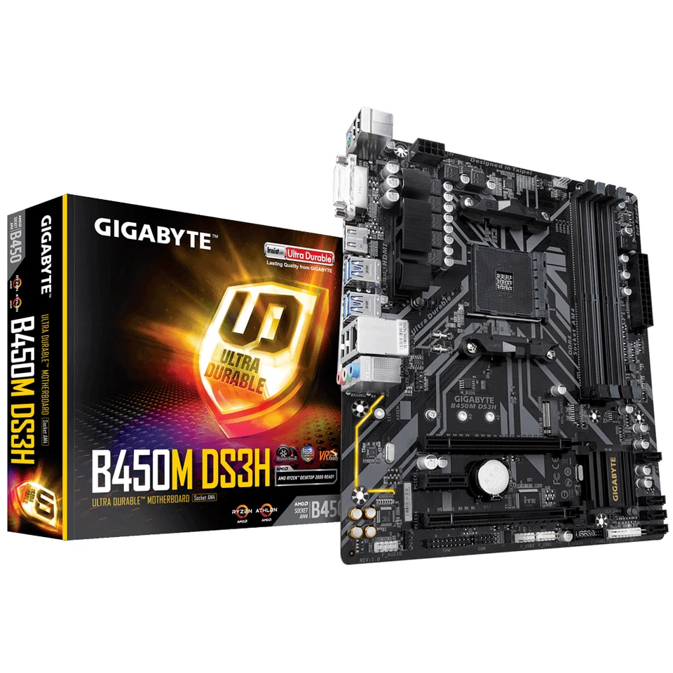 Gigabyte B450M DS3H Mainboard AMD Ryzen 5000 Sockel AM4 Micro µATX DDR4 M.2