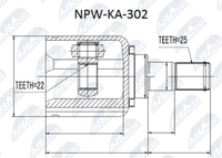NPW-KA-302 NTY Gelenksatz, Antriebswelle FüR KIA
