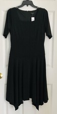 ANN TAYLOR WOMEN'S DRESS SIZE 4 BLACK SHORT SLEEVE BLACK SQUARE NECK PS2