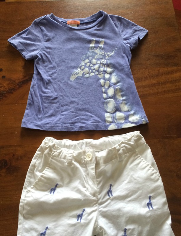 Girls Giraffe Outfit Boutique 4 5 Top Capri white purple embroidered SO CUTE!