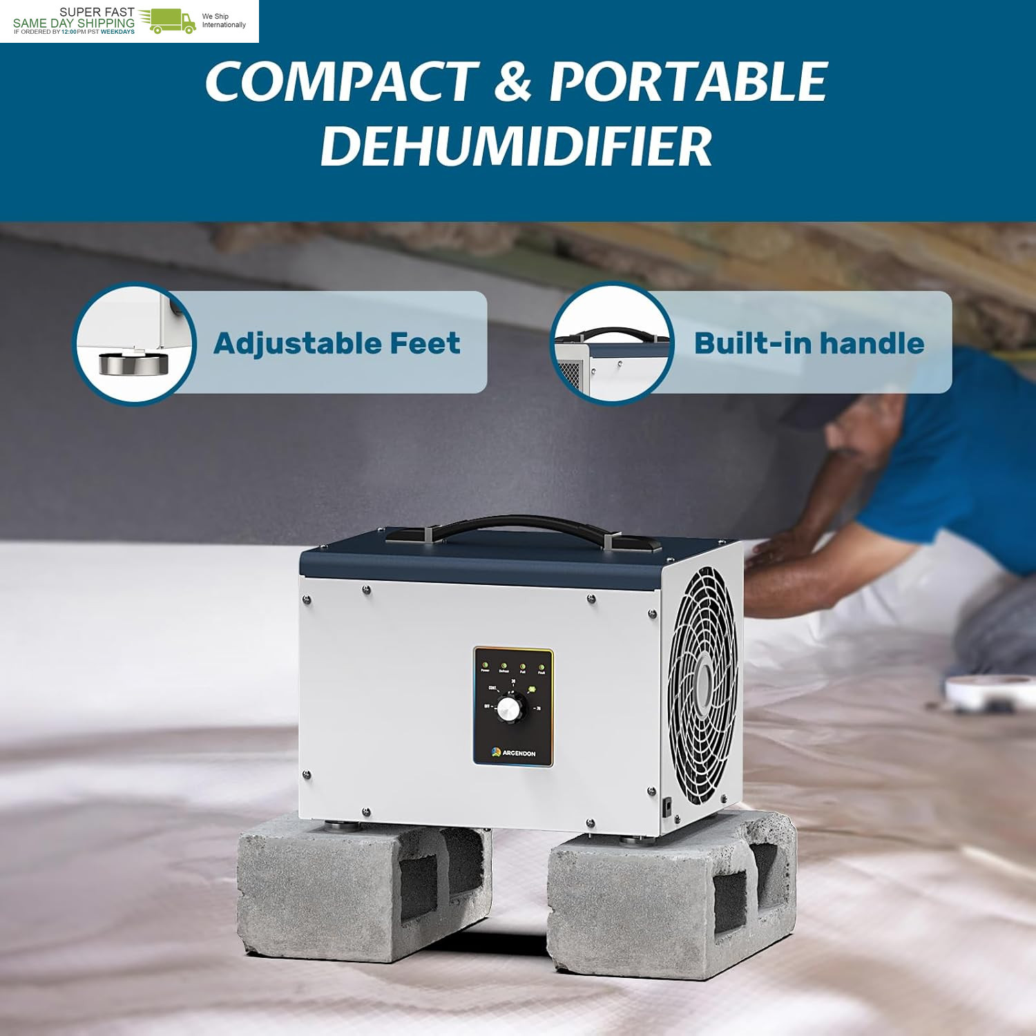 ARGENDON Dehumidifier for Crawlspace Basement, Energy Star Commercial Dehumidifi