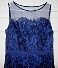 Women NEW ADRIANNA PAPELL BLUE BRIDESMAID MOTHER OF THE BRIDE Dress SIZE 4 34"