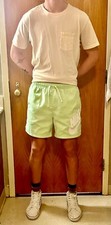 Nike Vintage Rare Sportswear Club Woven Track Shorts Nylon Green Logo L